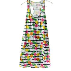 Women's Sundress Racerback Secret Treasures Pineapple Print S/M Swimsuit Cover